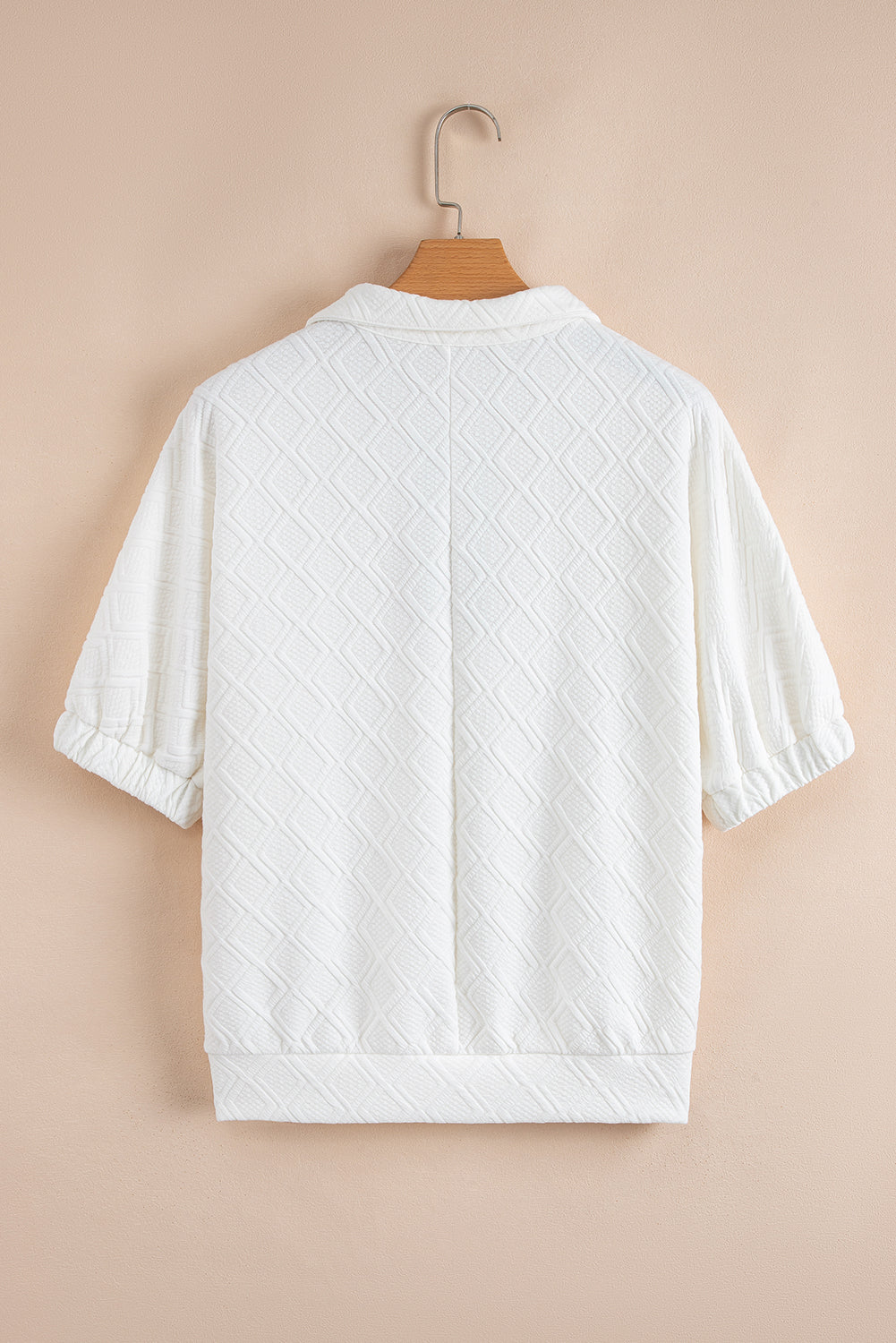 Contrast Stripe Textured Short Sleeve Blouse