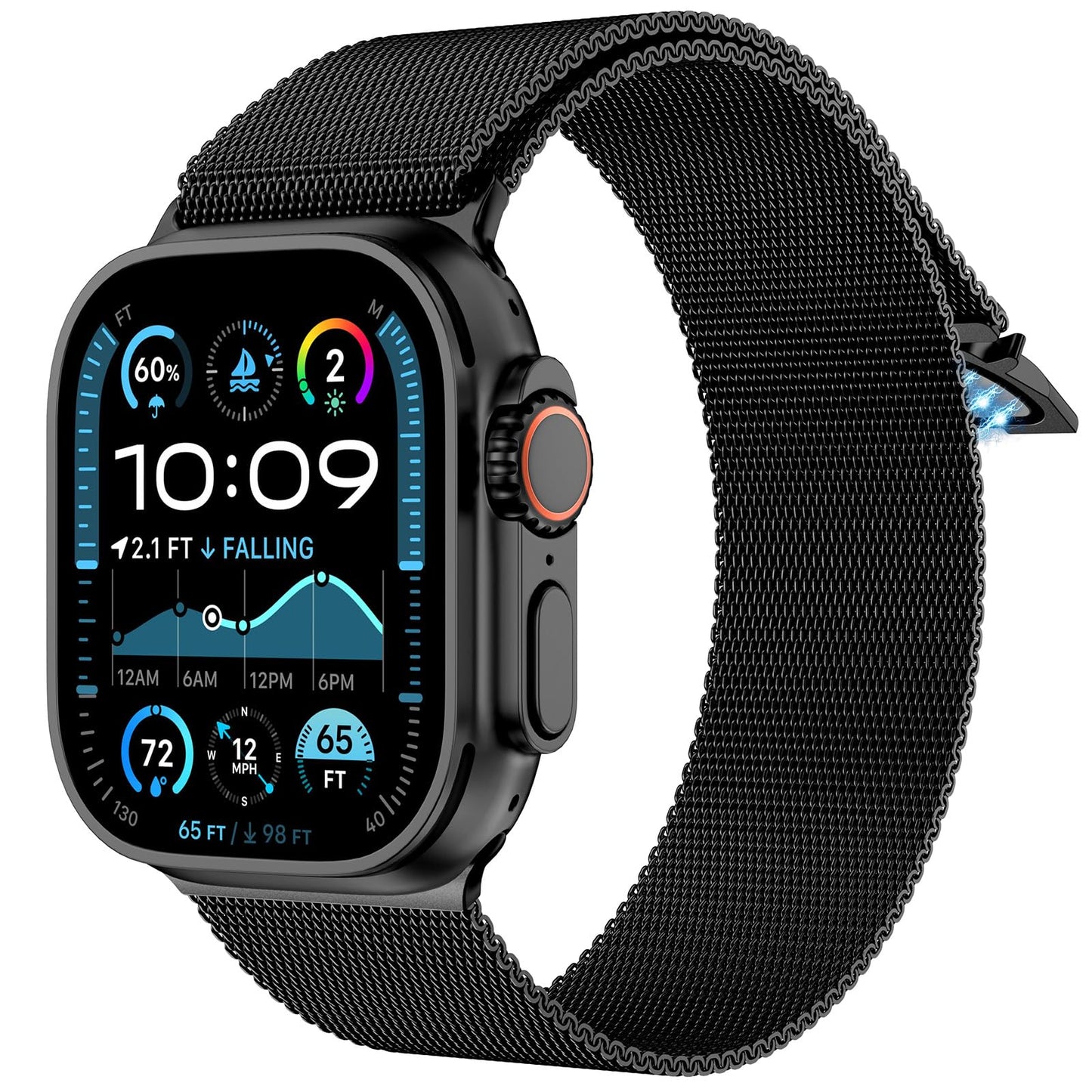 Magnetic Umbrella Buckle Milanese Stainless Steel Strap for Apple Watch