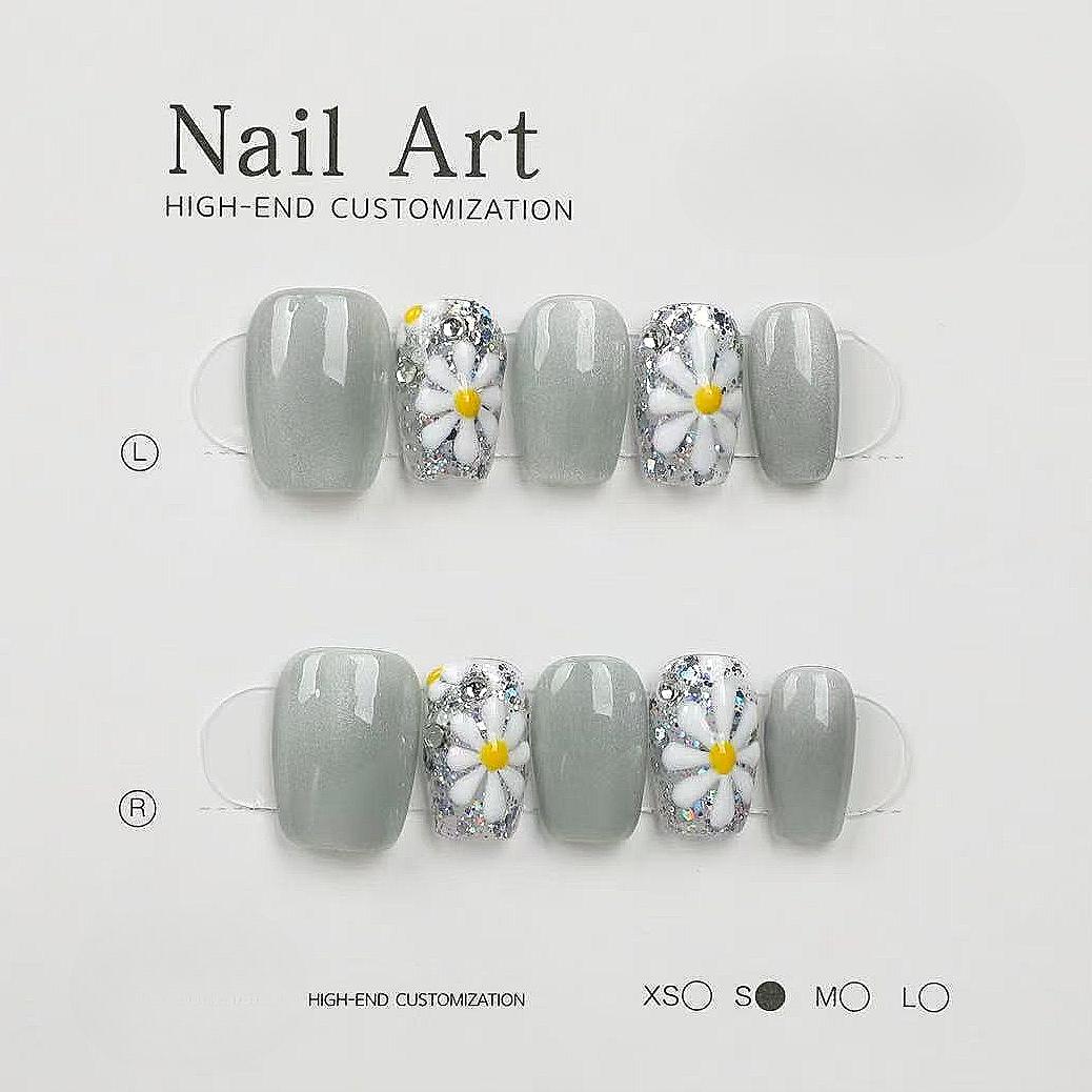 1044- Handmade press on nails fake nails removable Handmade Drawing Nails