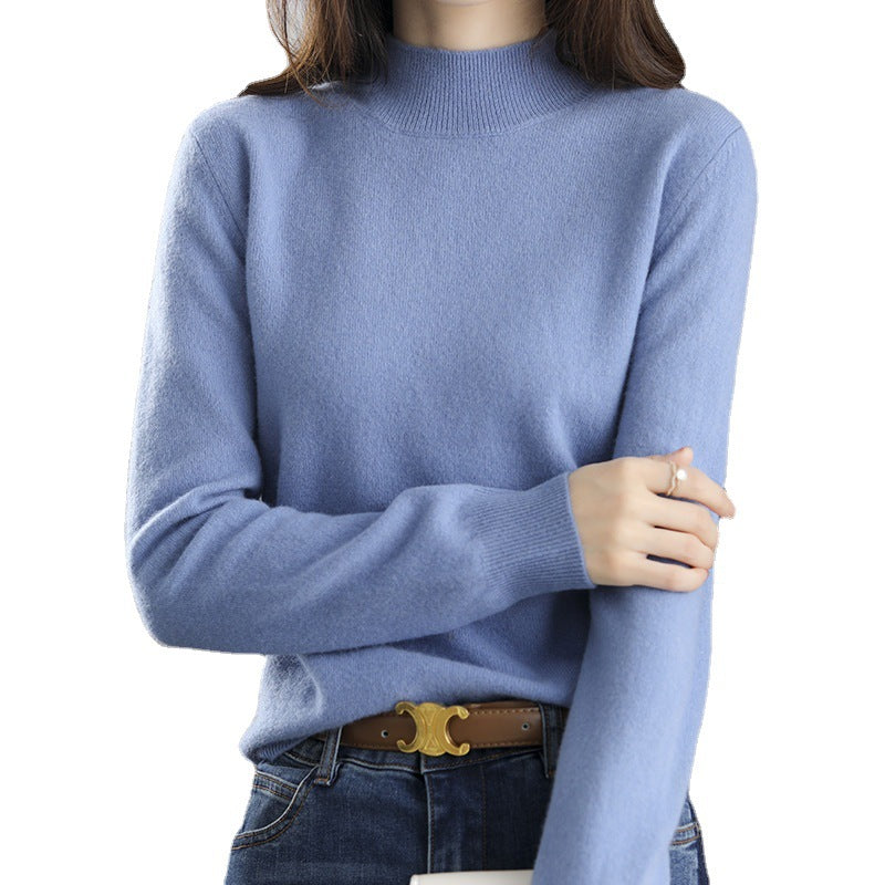 Half-neck knitted sweater, loose-fitting top