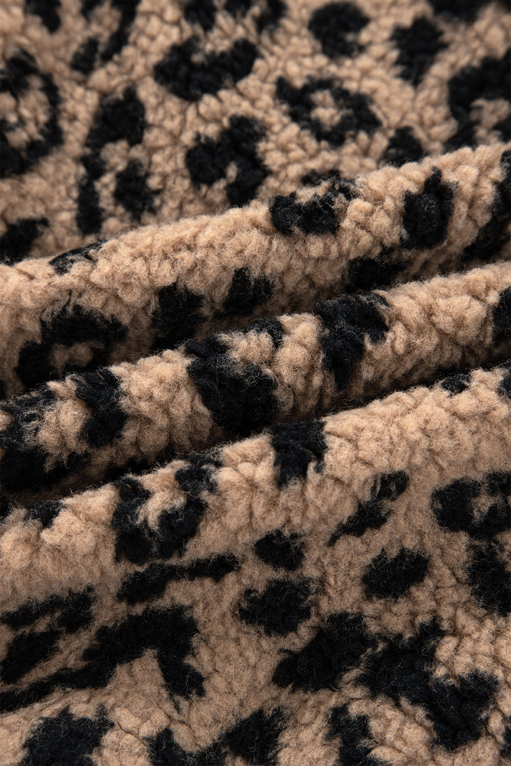 Leopard Zip-Up Stand Neck Side Pocket Jacket