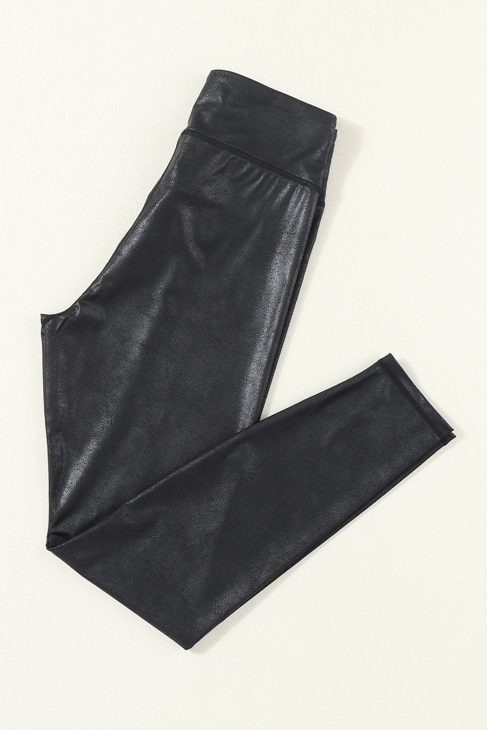 Solid Crossed Dip Waist Leather Leggings