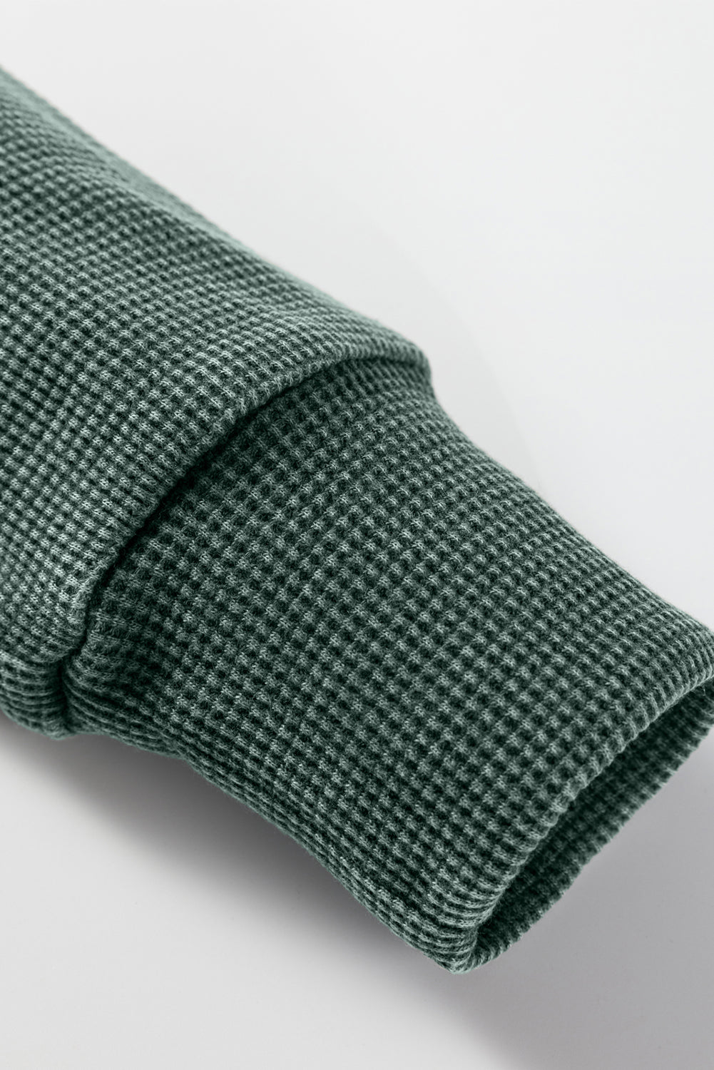 Waffle Knit Patchwork Long Sleeve Top