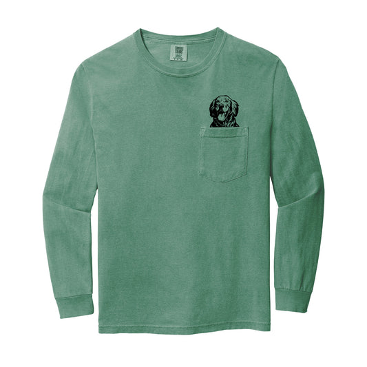 Comfort Colors Golden Retriever Dog Mom Pocket Long Sleeve Shirt