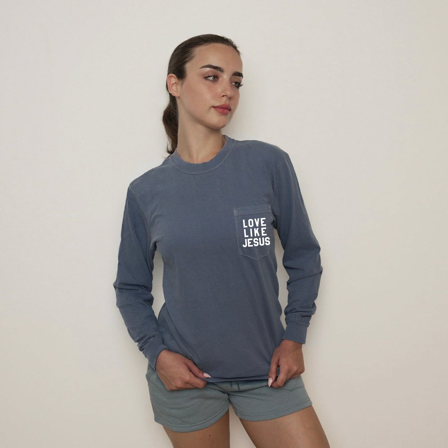 Comfort Colors Christian Love Like Jesus Bible Pocket Long Sleeve Shirt