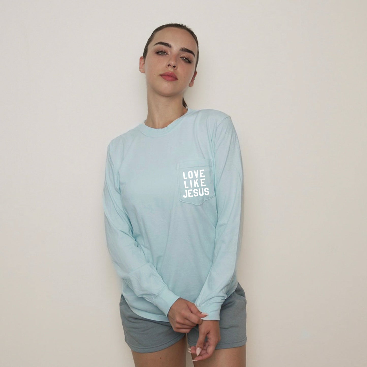 Comfort Colors Christian Love Like Jesus Bible Pocket Long Sleeve Shirt