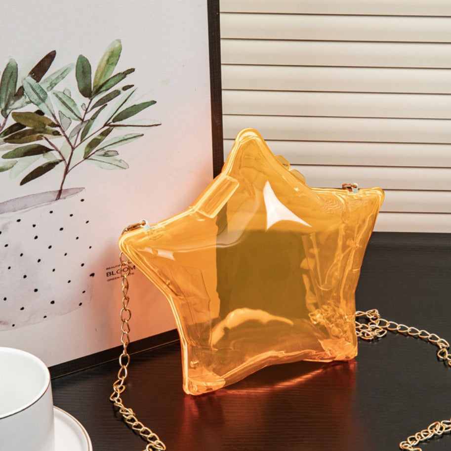 Silver Pentagram Chain evening Bag, Acrylic Mini Change, Key Lipstick Purse, Crossbody Prom Bag, Party Purse, Prom Bags Clutch, Wedding Purse