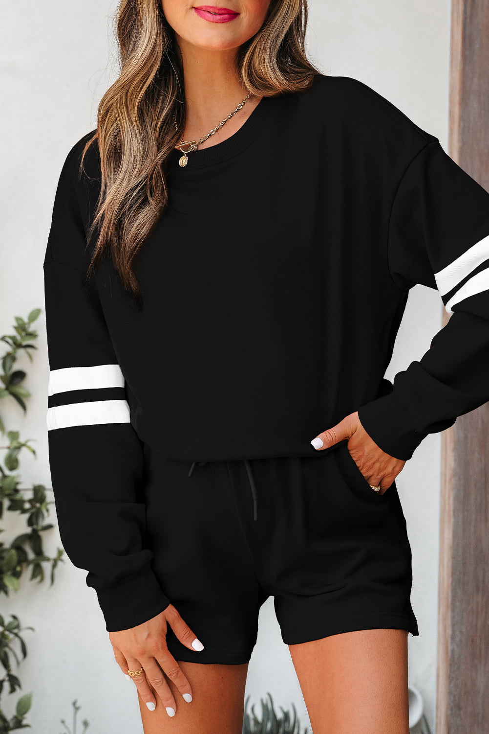Varsity Stripe Sweatshirt and Short Set