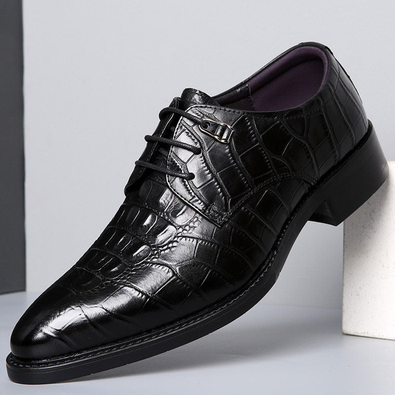 Mens Formal Leather Shoes Crocodile Pattern