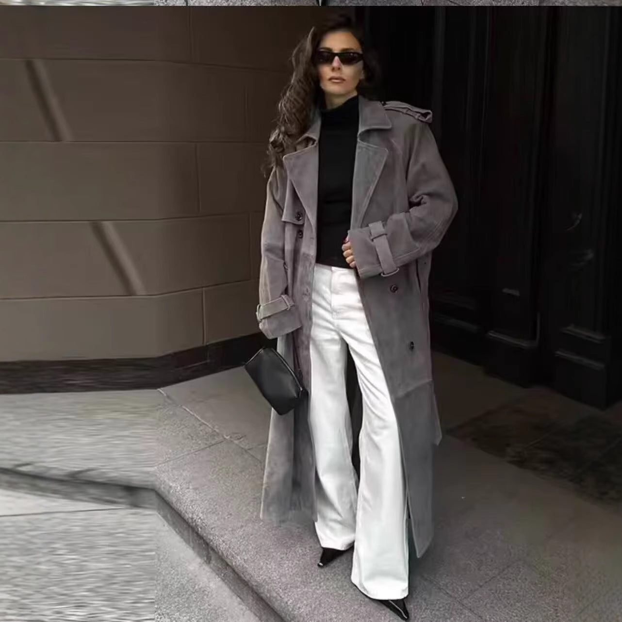 Casual Belted Trench Coat for Women