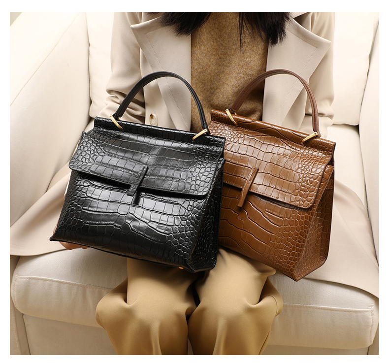 Genuine leather large capacity portable shoulder bag fashion crocodile  7387 tote crossbody