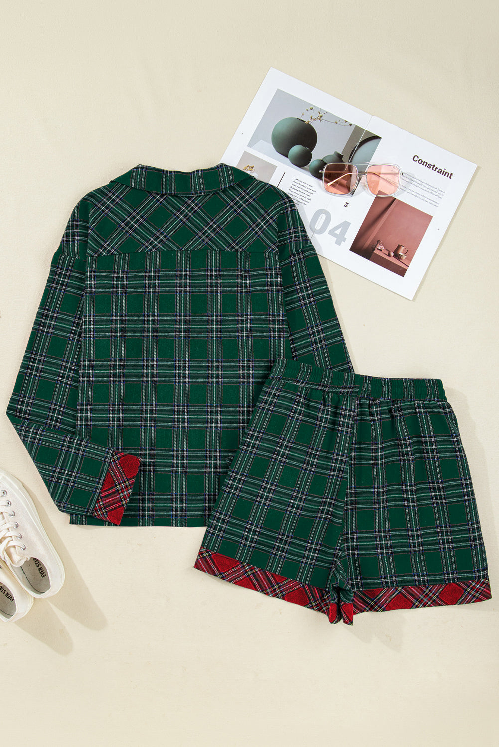 Christmas Plaid Patchwork Pajama Set