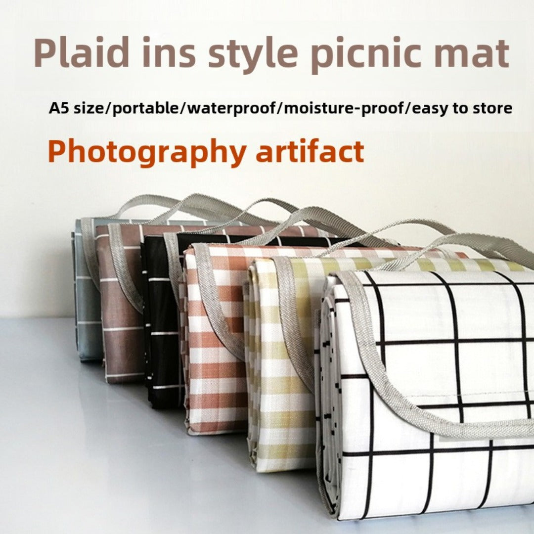 Spring outing thickened picnic mattress, outdoor camping mattress portable outing, plaid floor mat