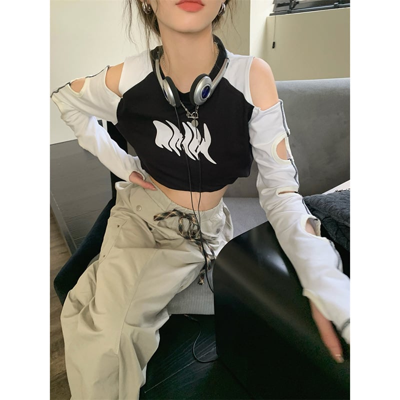 Spicy Girl Cut-out Off Shoulder T-Shirt Design - # GIAA23510019