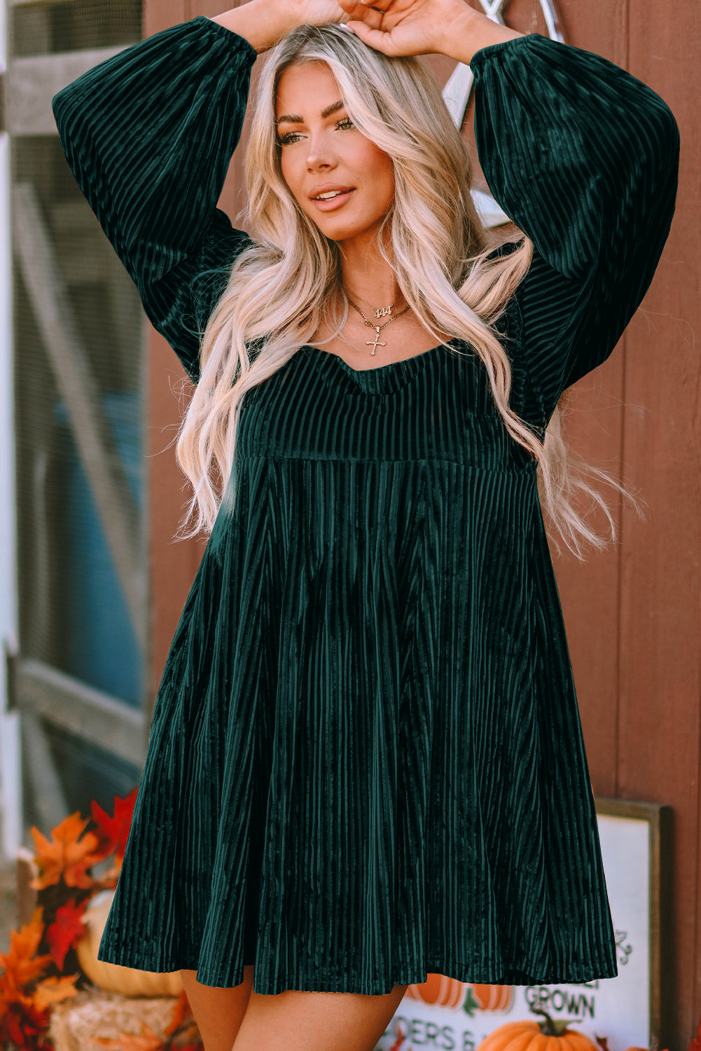 Velvet Tie-Back Square Neck Babydoll Dress