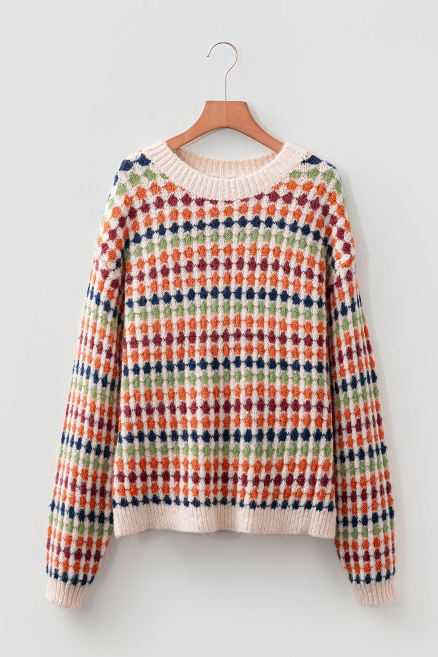 Stripe Dotty Knit Drop Shoulder Sweater