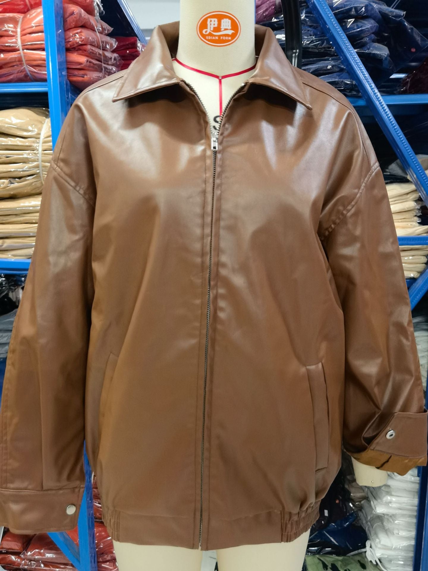 Women's Oversized Leather Motorcycle Jacket