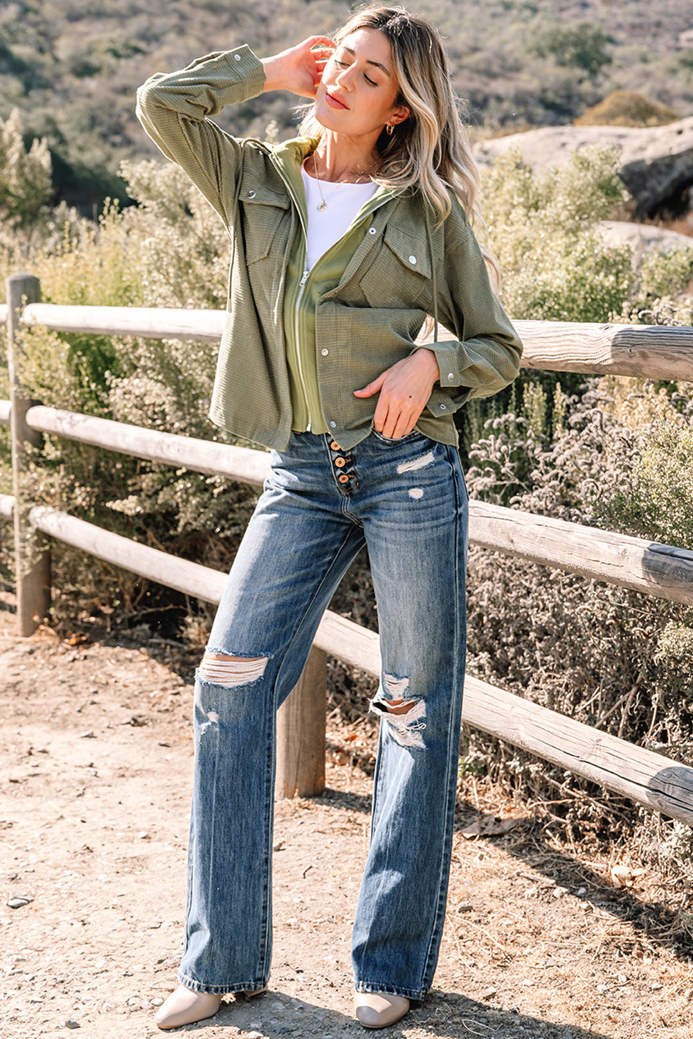 Textured Knit Pocketed Drawstring Hooded Jacket