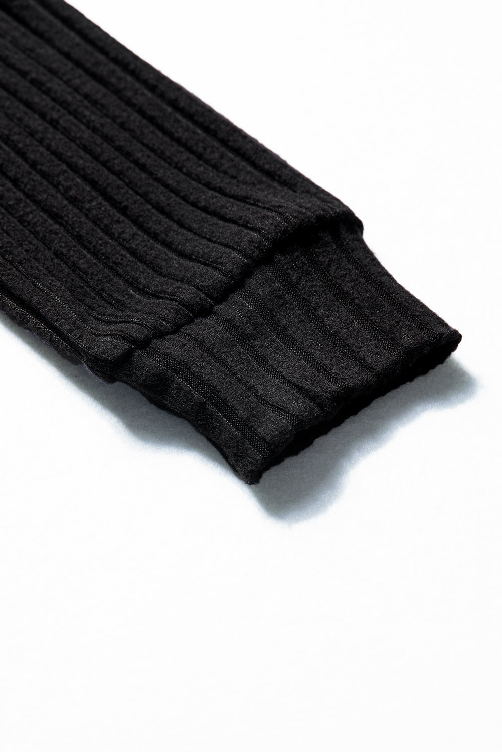 Solid Ribbed Knit Textured Round Neck Top