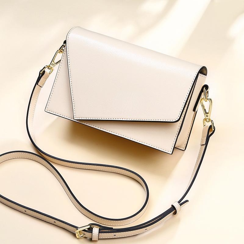 Genuine leather women's messenger bags  geometric shape small square bag shoulder purse crossbody