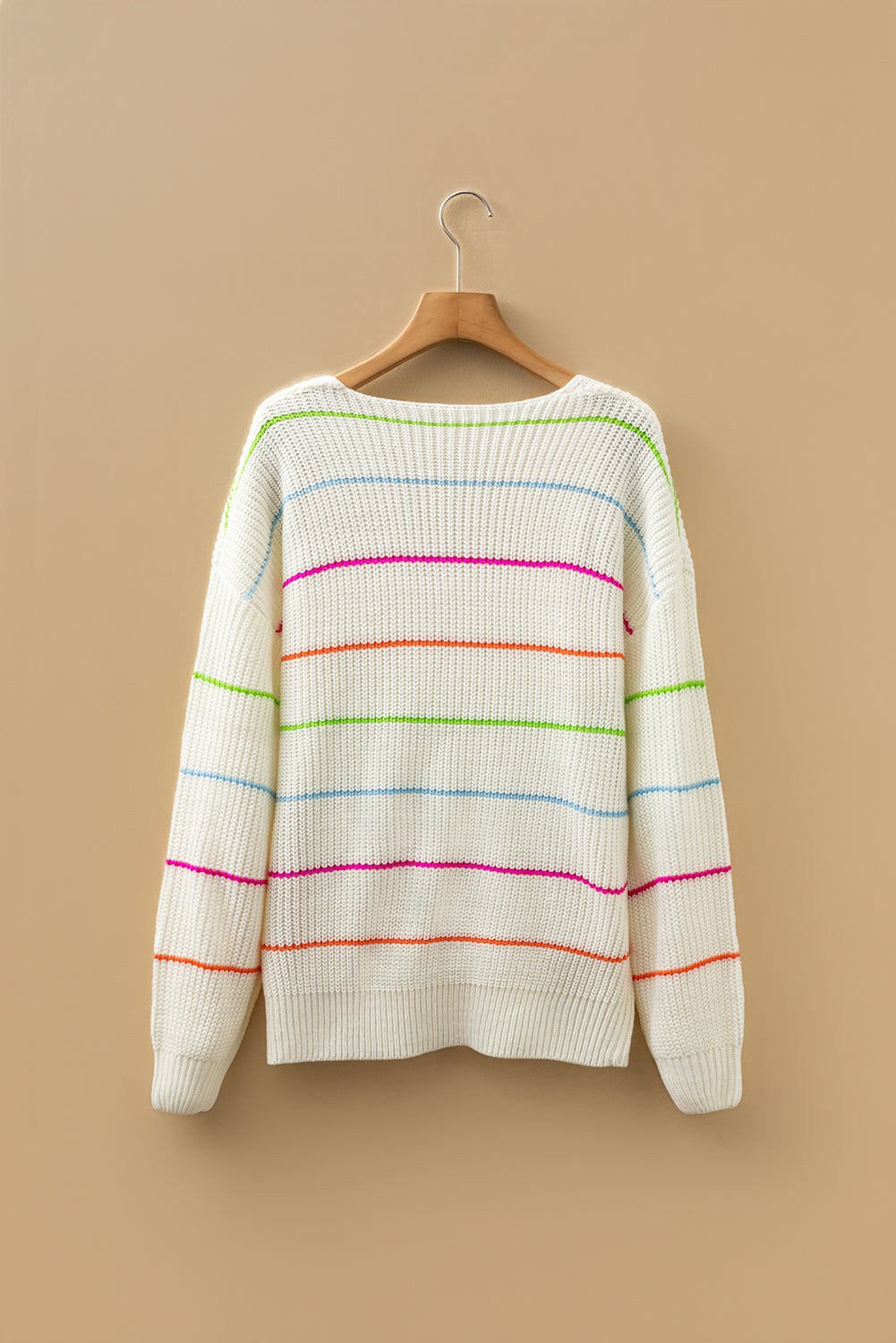 Stripe V-Neck Drop Shoulder Sweater