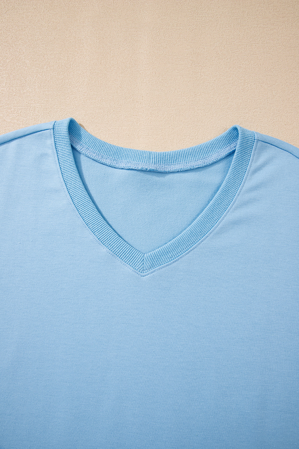 Solid V-Neck Tee and Drawstring Shorts Set