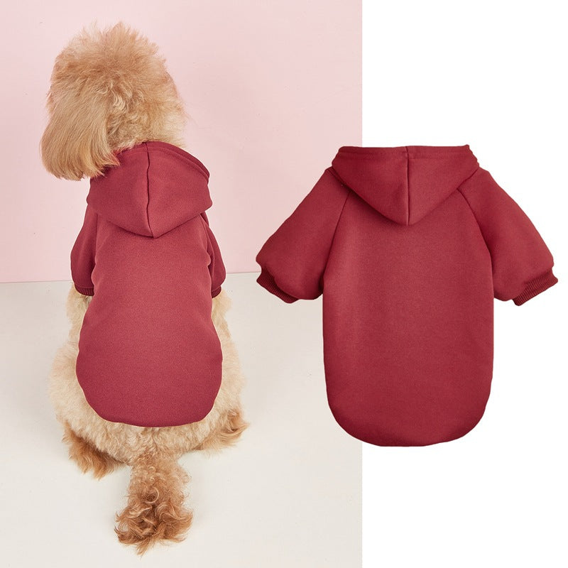 Classic Solid Color Hooded Pet Sweater for Dogs and Cats