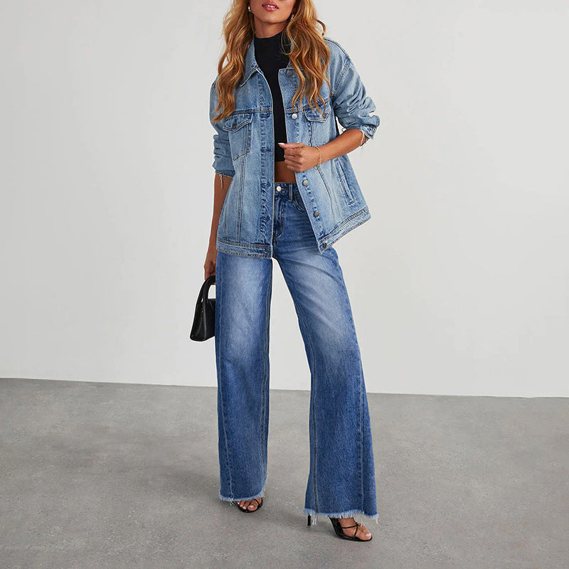 Women's Stretch Wide-Leg Denim Trousers