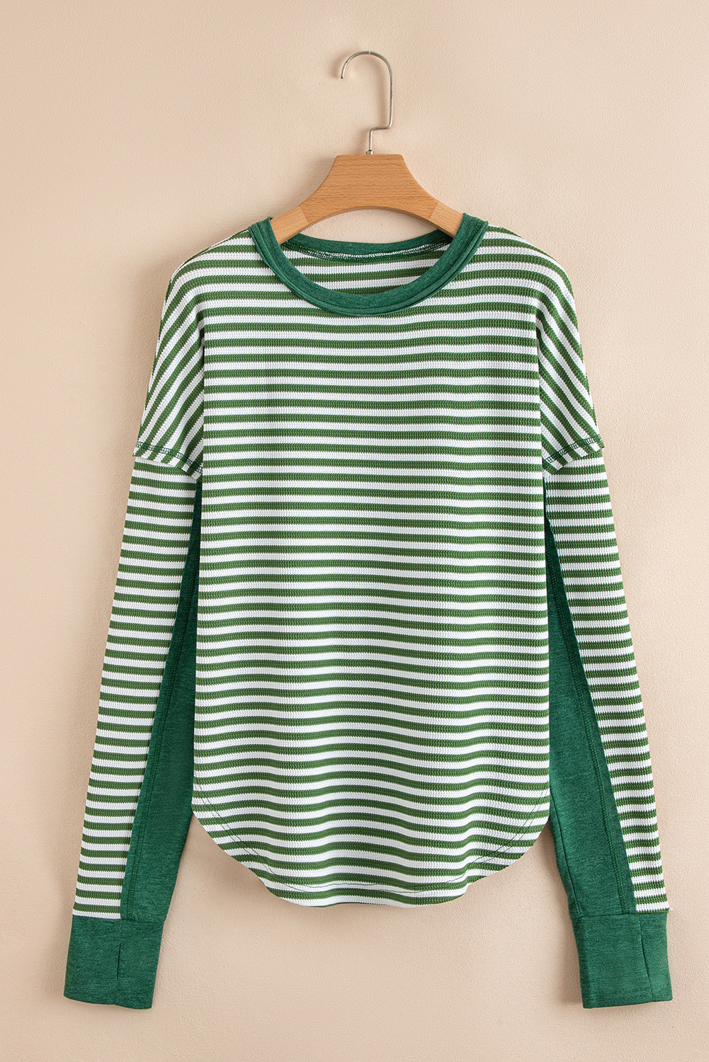 Stripe Thermal Knit Drop Shoulder Top