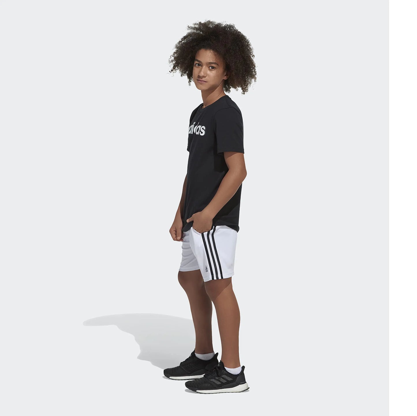 adidas boys Classic 3-stripes Shorts 7 White - # BOAA12610001