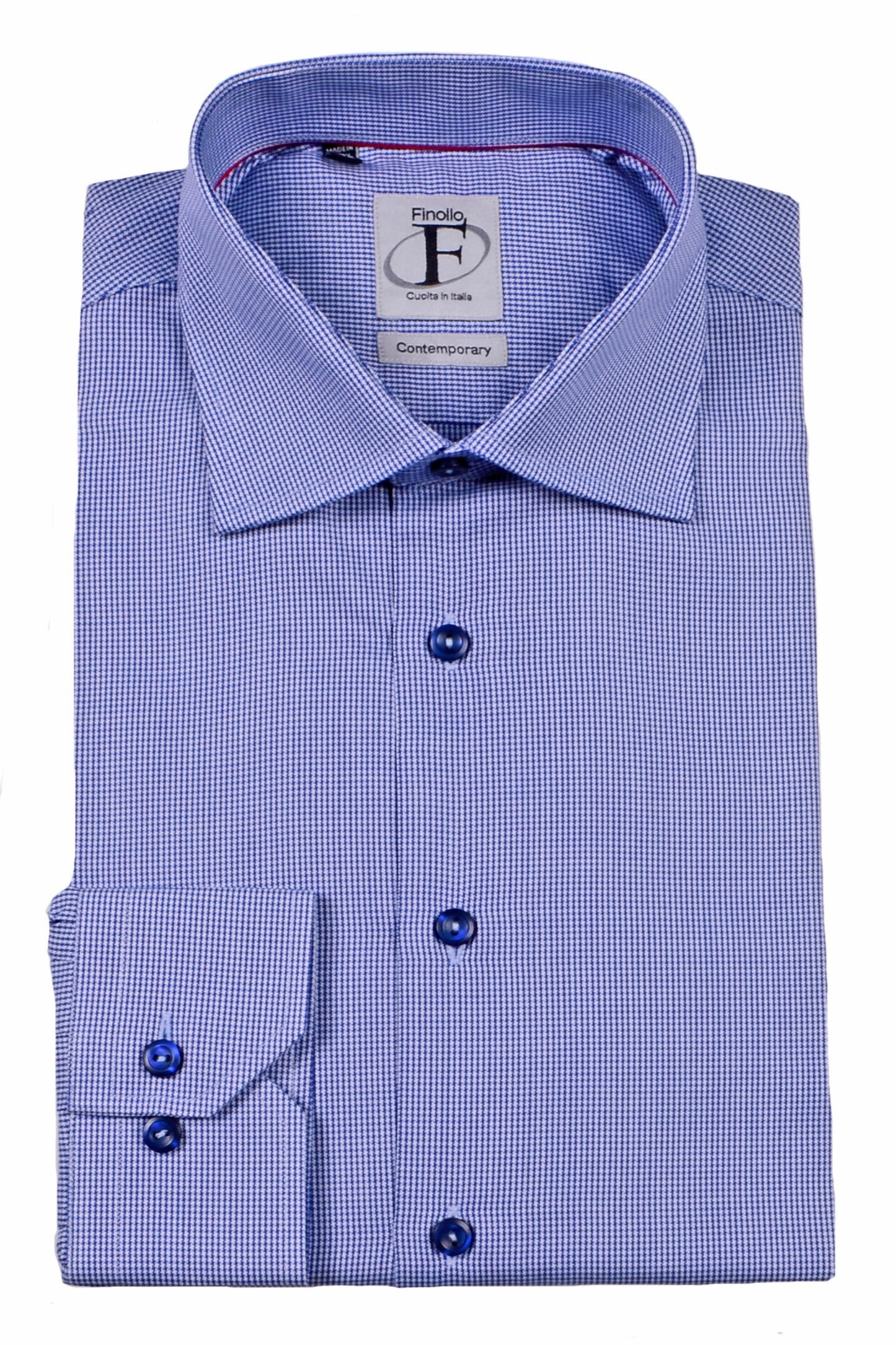 Made in Italy Dress Shirts// Blue Micro Check - contemporary fit