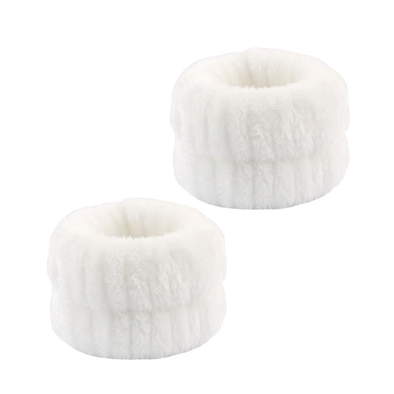 Soft Coral Fleece Wristband and Hairband Set