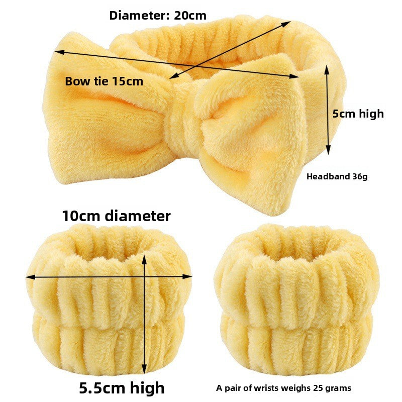 Soft Coral Fleece Wristband and Hairband Set