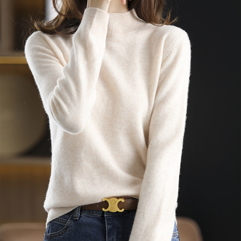 Half-neck knitted sweater, loose-fitting top