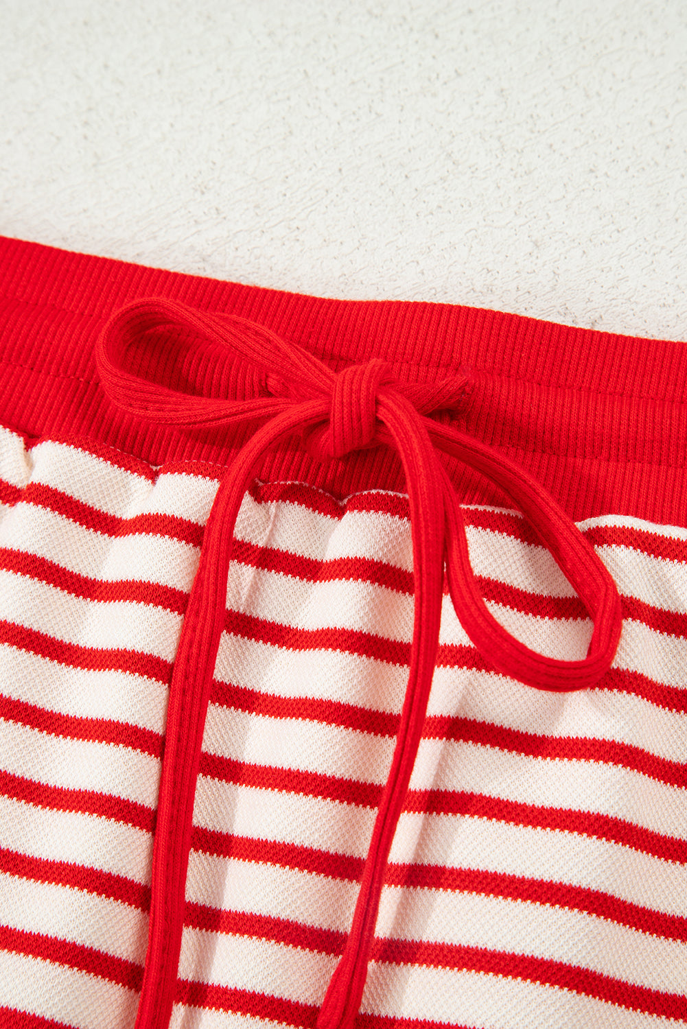 Stripe Collared V-Neck Pullover and Skort Set