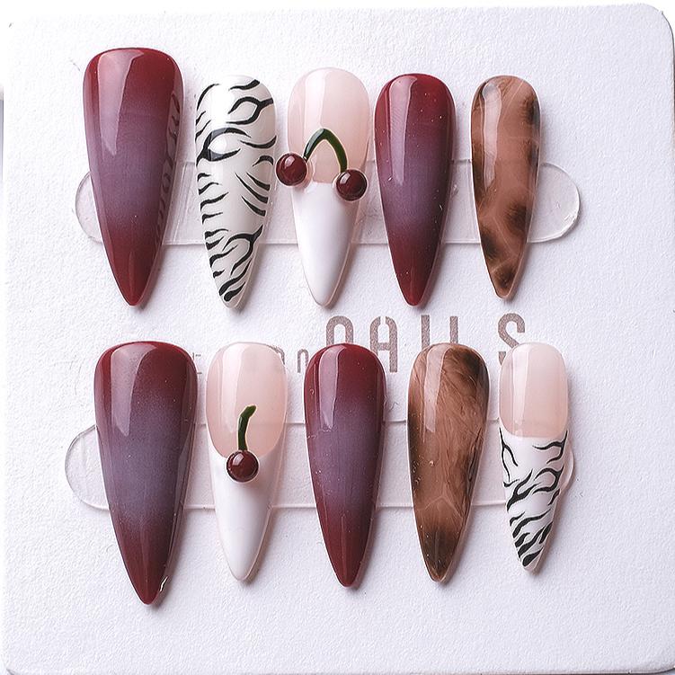 1076 Handmade Nail Wear Nail Art Reusable Press on Nails False Nails