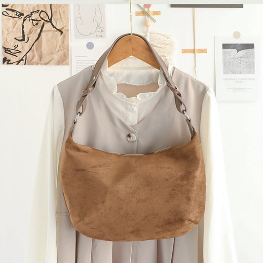 Chic Suede Underarm Women's Bag – Popular Versatile Shoulder Tote, Retro Texture Soft PU Crossbody & Small Square Hobo Bag