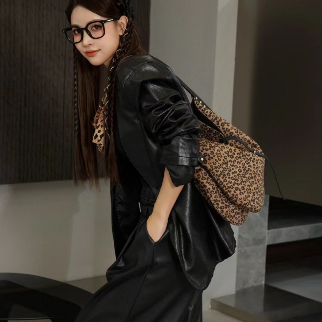 Women's Trendy Leopard Flannel Hobo Crossbody Bag – Large Capacity Shoulder Bag, Casual Versatile Bag for Everyday Use