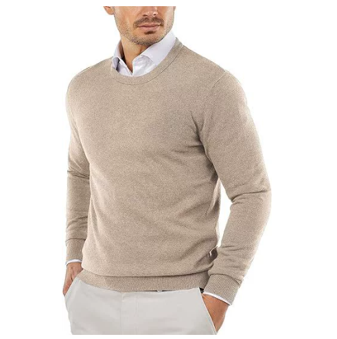 Men's Crewneck Knit Sweater Slim Fit Long Sleeve