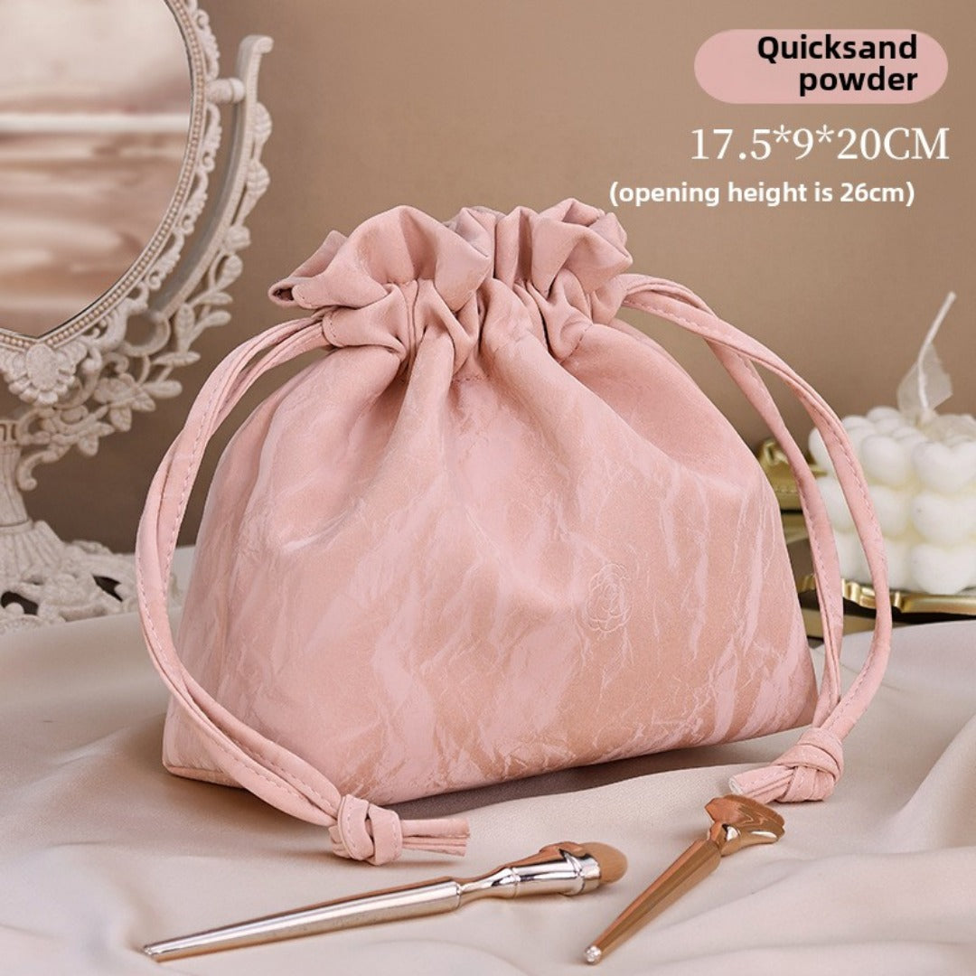 Bundle Mouth Cosmetic Bag – Large Capacity Storage Portable Makeup Bag for Women, Stylish and Functional Design for Everyday Use