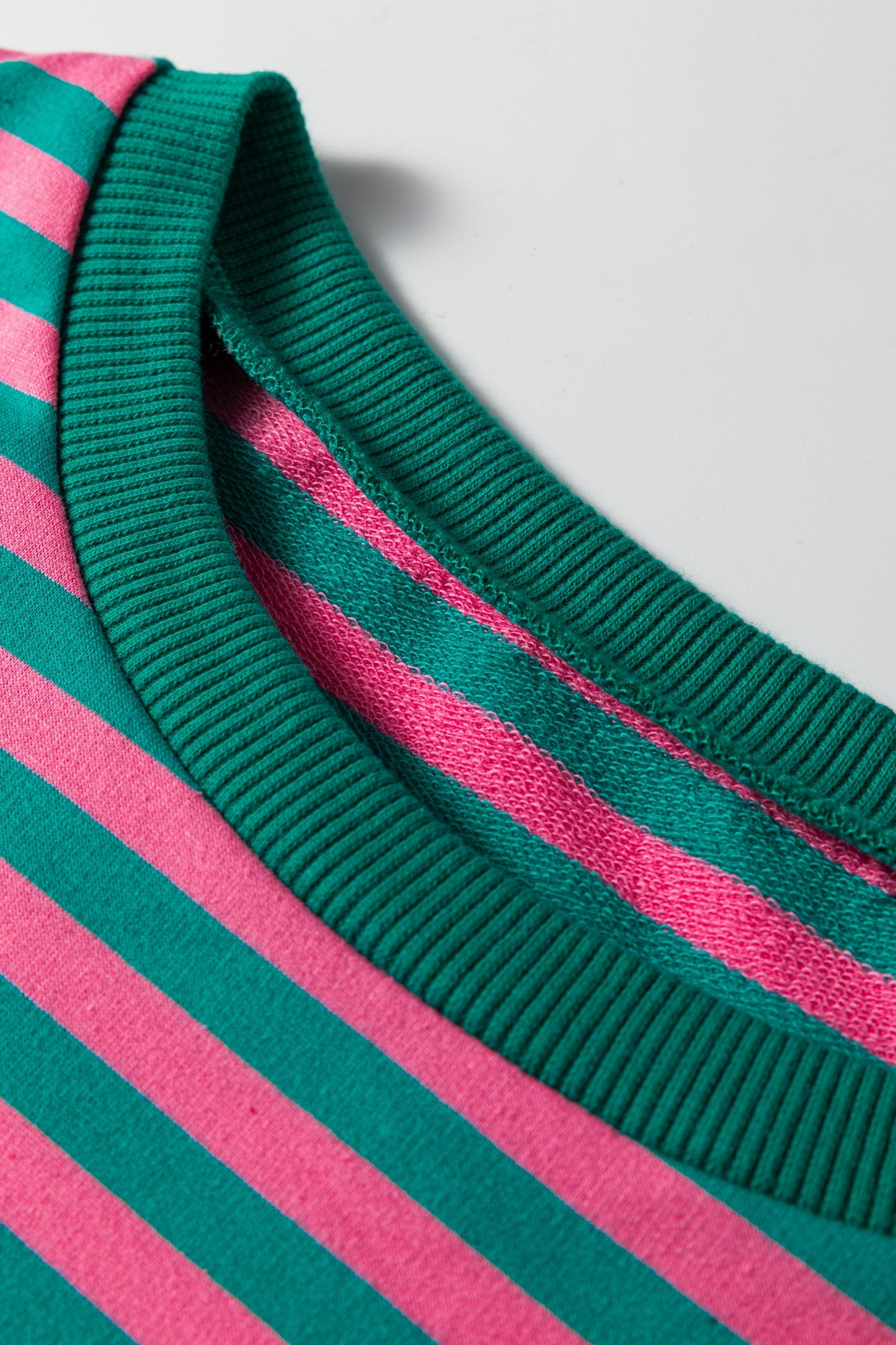 Stripe Lace Trim 3/4 Sleeve Top