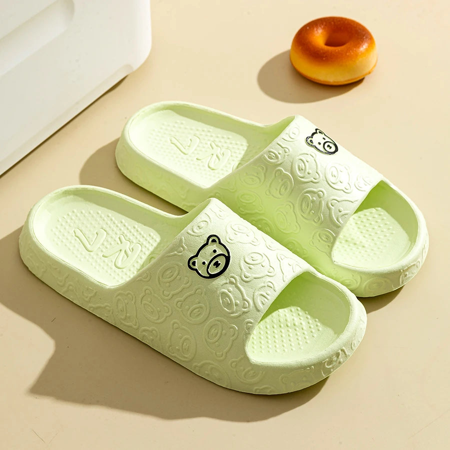 Summer Fashion Men's Slippers Printting Little Bear Sandals Indoor Bathroom Non-slip Soft Women Dormitory Casual Shoes Couple
