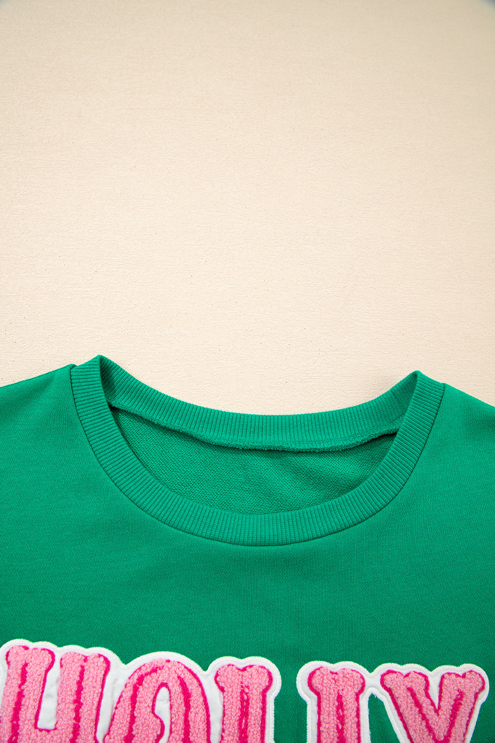 Christmas HOLLY JOLLY Towel Embroidered Holiday Sweatshirt