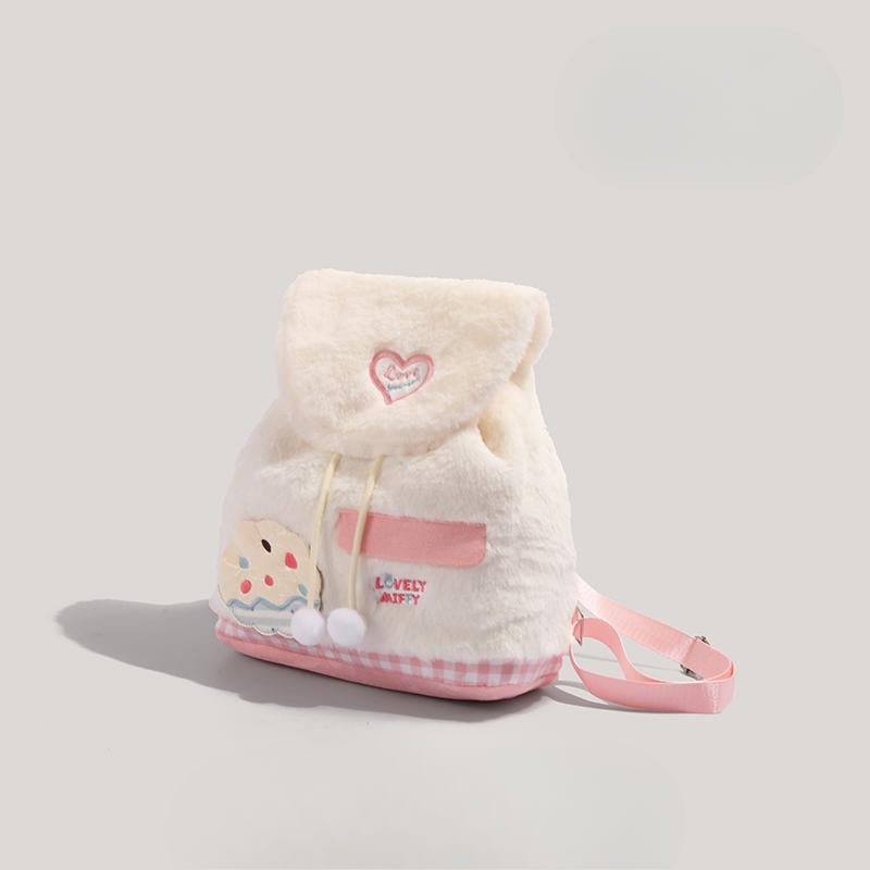 Autumn and winter fluffy backpack purse mini, fashionable female sweet plush backpack small, versatile student bag, toddler purse