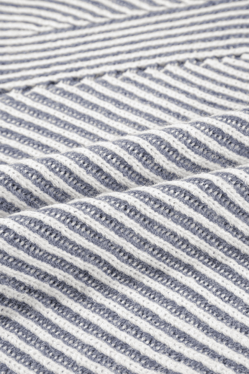 Stripe Ribbed Knit Boat Neck Sweater