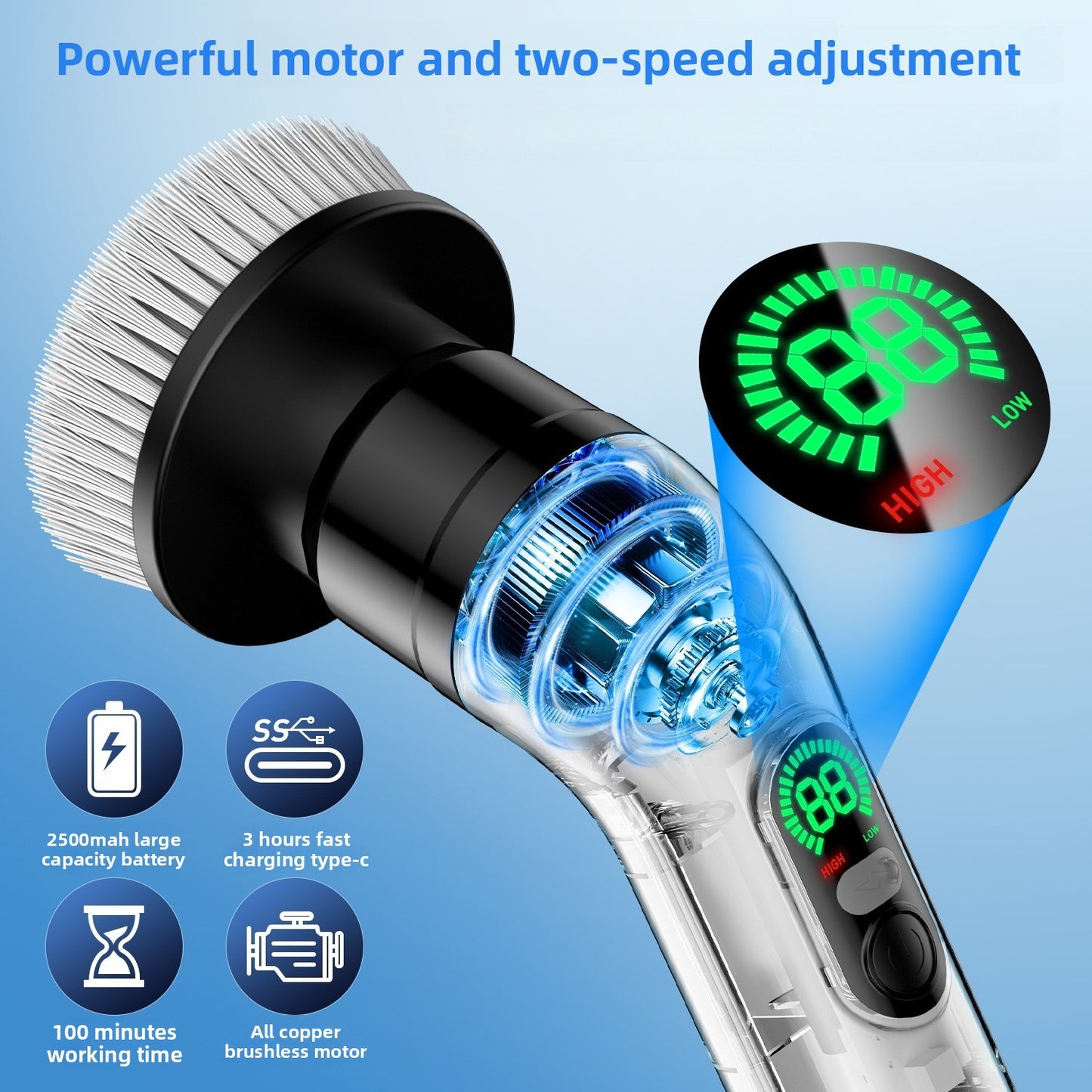 Multi-brush head electric cleaning brush