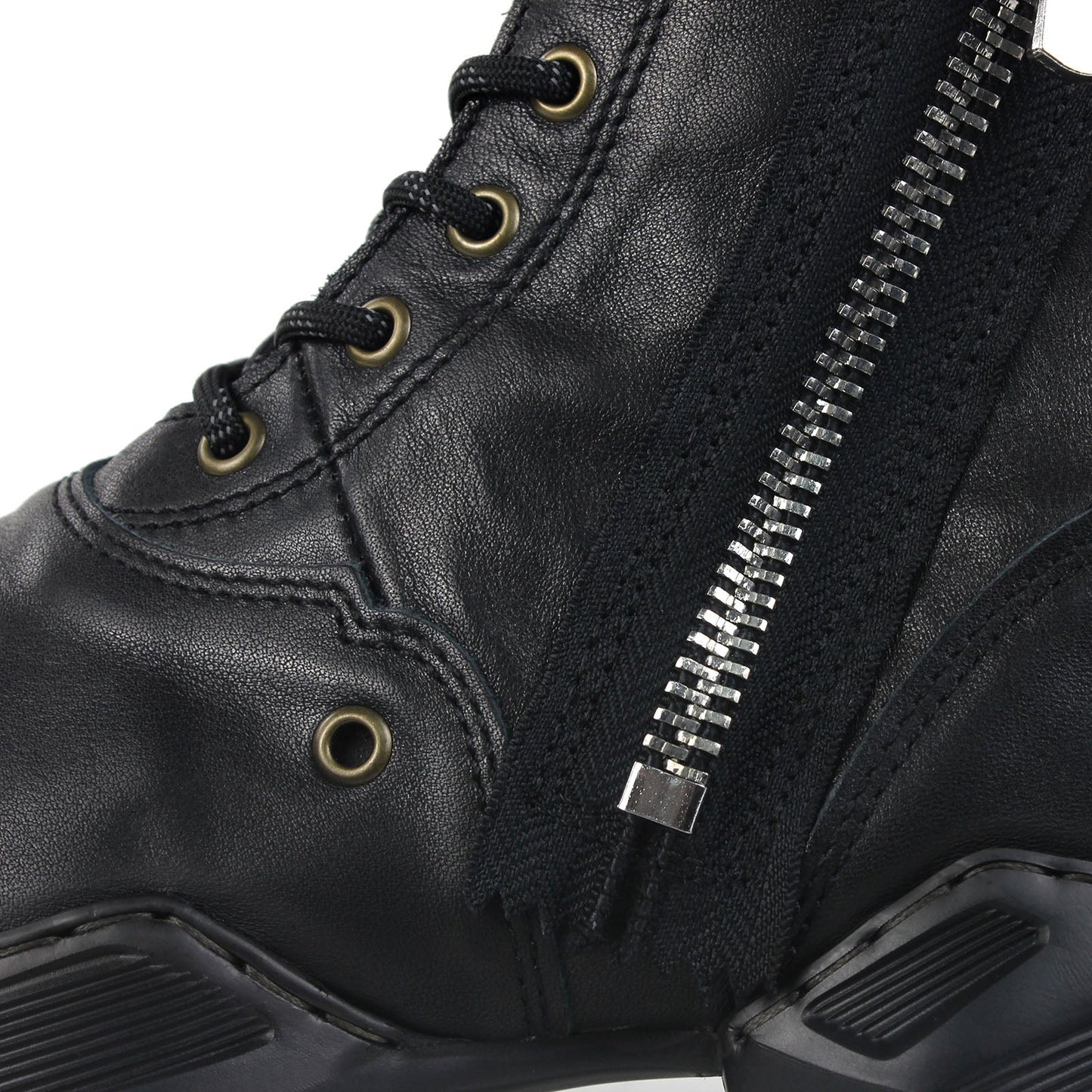 Men's Leather athletic walking Moto Boots OS-5008-S-8-Classice-Black