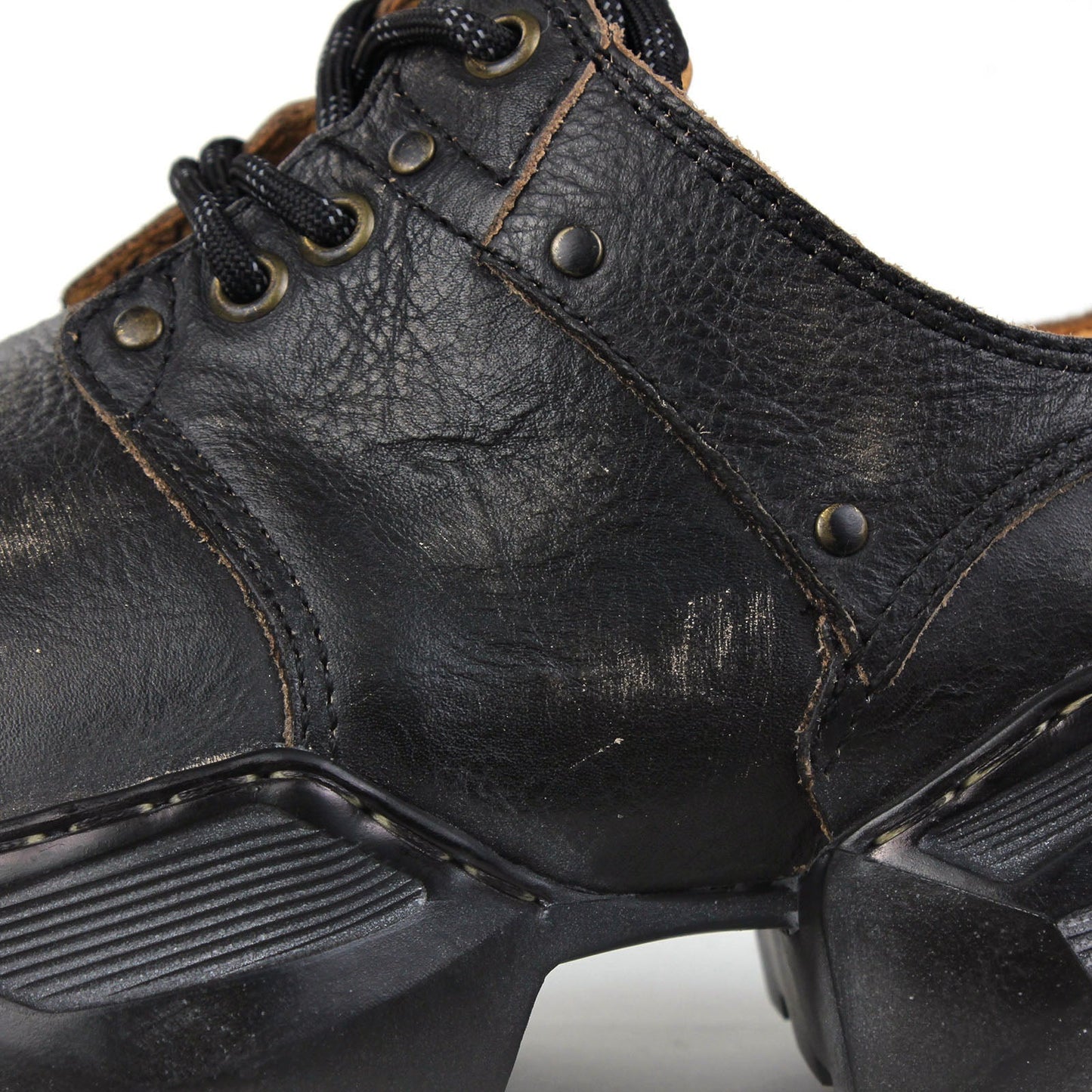 Men's Leather athletic walking Moto Boots OS-5008-S-2 Vintage Brown