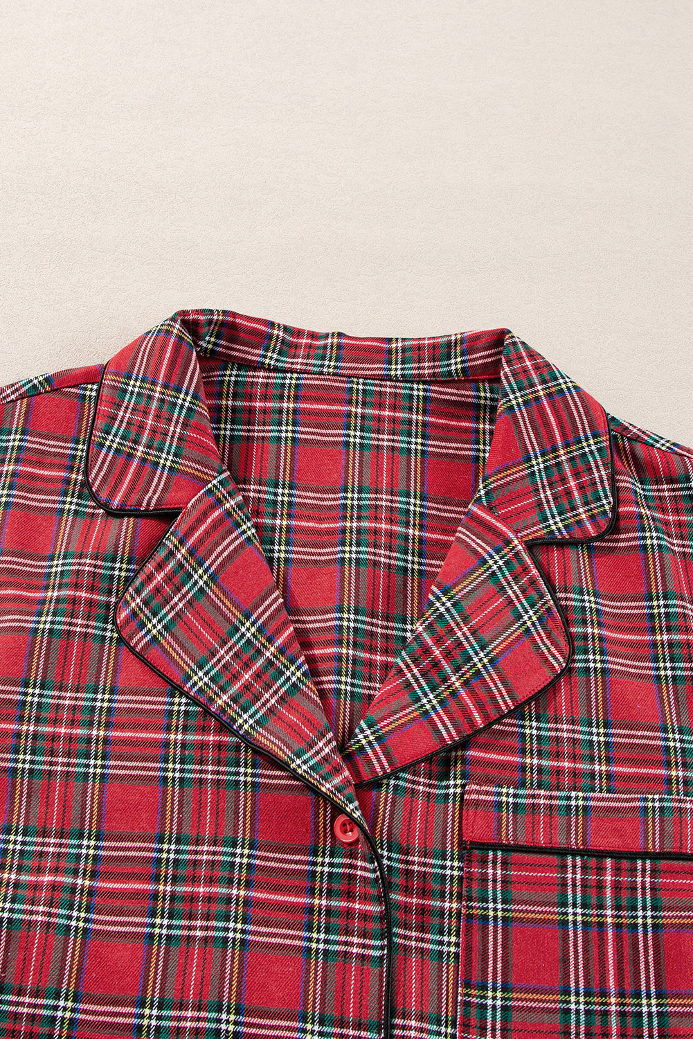 Plus Size Christmas Plaid Shirt and Pants Lounge Set