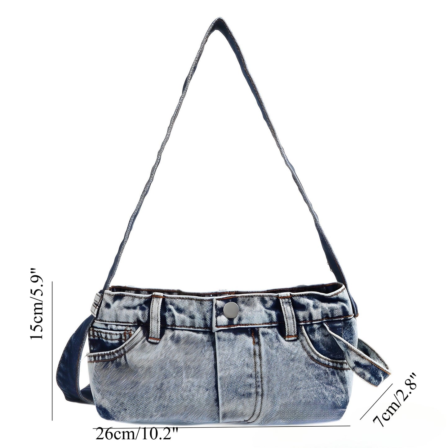 Small shoulder purse denim women's retro summer shoulder bag blue patchwork shoulder hobo handbag